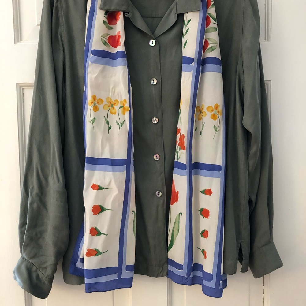 Echo 100% Silk Floral Long Oblong Scarf